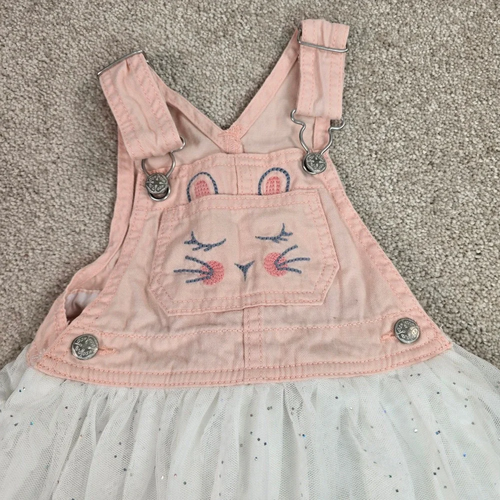 OshKosh Bgosh Baby Girls Pink Bunny Tulle Jumper Dress 18M Glitter Tutu Skirt